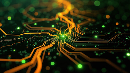 Artificial intelligence concept with glowing neural network pathways inside a processor