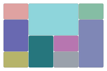 Muted Color Palette Rounded Rectangles in a Grid Layout on White Background abstract arrangement
