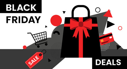 Massive Black Friday sale and discount deals graphic illustration