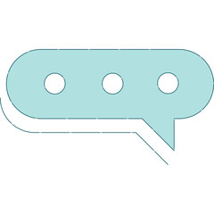 Speech Bubble Icon with Three Dots Indicating Typing or Loading Sequence Light Blue Outline on Transparent Background