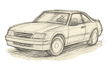 Fototapeta premium Quick draft beneath illustration vector lines sketch car shadows contour bold