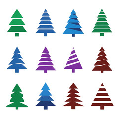 Obraz premium Minimalist Flat Design Geometric Christmas Trees