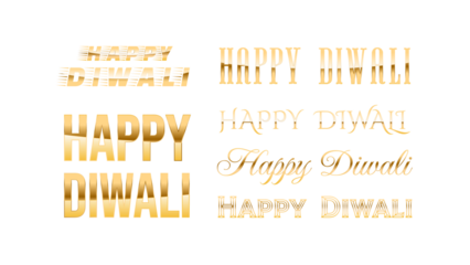 "Dazzling Happy Diwali Font Designs: A Curated Collection of Golden Text Styles for Festive Greetings"