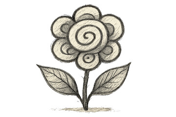 Stem giving whimsical illustration pencil flower sketch vector playful abstract strokes leafy