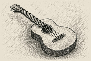 Sketch rough dark emphasized curves shaded vector illustration guitar lines strings