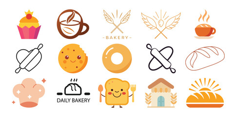 Set of bakery logo icon.  bakery logo icon set.