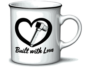 Carpenter’s Hammer and Saw Forming Heart Shape | Creative Heart Made of Hammer and Saw Tools | Symbolic Carpentry Love Design with Hammer and Saw | Romantic DIY Tool Heart Illustration