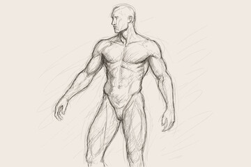 Fototapeta premium Figure shading illustration vector quick drawn human lines curves contour line