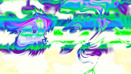 Fototapeta premium Abstract psychedelic glitch waves with neon colors, distorted digital fluid texture and VHS scanline effect