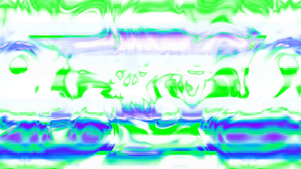 Abstract psychedelic glitch waves with neon colors, distorted digital fluid texture and VHS scanline effect