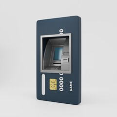 A 3D ATM inside a credit card, fintech, and online banking concepts. Secure payments, instant access to funds, and innovations in financial technology. Suitable for fintech applications