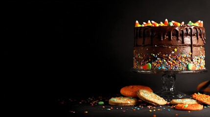 Halloween - Themed Desserts: Dripping Cake, Cupcakes, Brownies with Candy Corn and Pumpkin