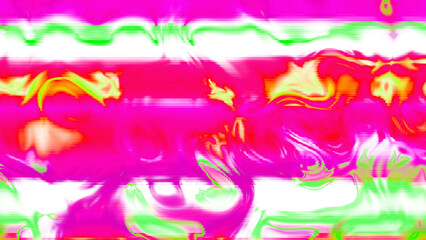 Abstract psychedelic glitch waves with neon colors, distorted digital fluid texture and VHS scanline effect