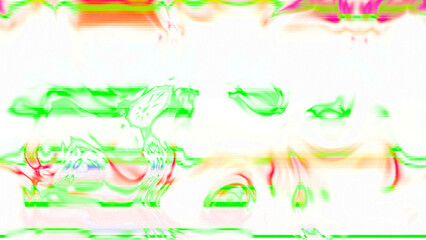 Abstract psychedelic glitch waves with neon colors, distorted digital fluid texture and VHS scanline effect