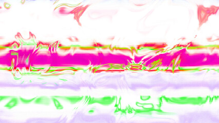 Abstract psychedelic glitch waves with neon colors, distorted digital fluid texture and VHS scanline effect