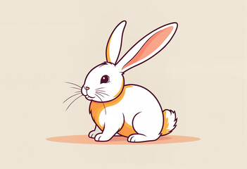 Obraz premium simple cartoon white rabbit with a hint of orange coloring