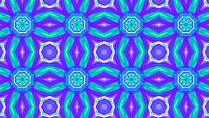 Seamless psychedelic kaleidoscope pattern with neon green, pink and orange mandala symmetry