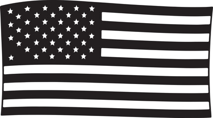 American flag graphic, United States of America symbol in monochrome design