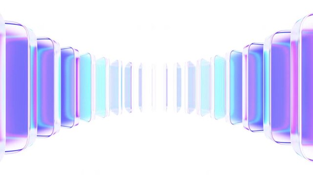 Abstract animation, blue and purple glass blocks, 4k looping video, 3d render