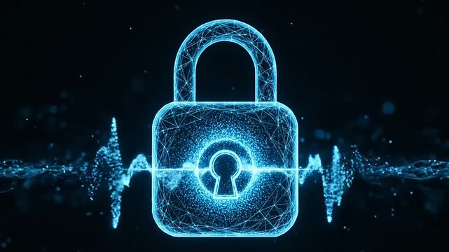 Futuristic Quantum Encryption Padlock &ndash; Cybersecurity Data Protection