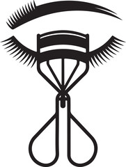 Stylized eye with eyelash curler and lashes