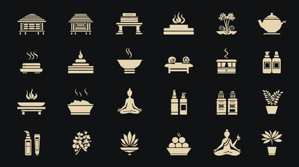 Collection of Spa and Wellness Icons for Relaxation and Serenity.