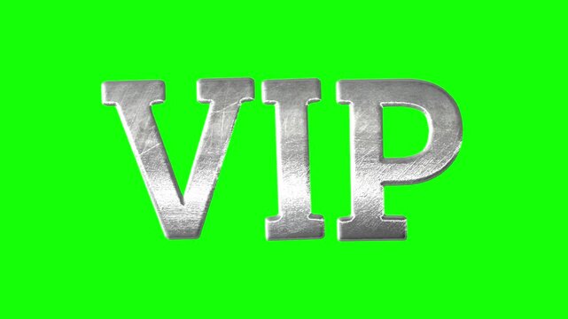 Silver VIP text video on green screen