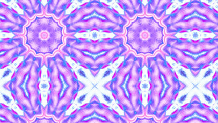 Seamless psychedelic kaleidoscope pattern with neon green, pink and orange mandala symmetry