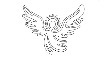 Fototapeta premium Elegant winged angel outline evokes peace and hope for spiritual designs and art projects