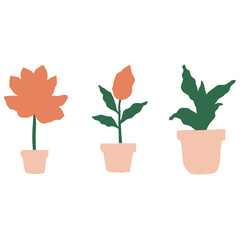 Set of Three Minimalist Line Art Prints of Monstera Fiddle Leaf Fig and Snake Plant | Modern Botanical Line Drawings Trio Wall Art | Minimal Plant Illustration Series Featuring Popular Houseplants 