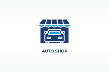 Obraz premium AUTO SHOP vector, icon or logo sign isolated symbol illustration