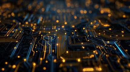 IT photo of an electronic circuit board glowing with light