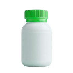 Plain white bottle with green cap for packaging and storage use