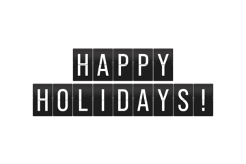 Happy Holidays Text on Split-Flap Display – Festive Message in Retro Mechanical Style for Christmas, New Year, and Seasonal Greetings