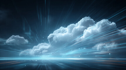 A photograph of a scene showing instantaneous movement through the sky