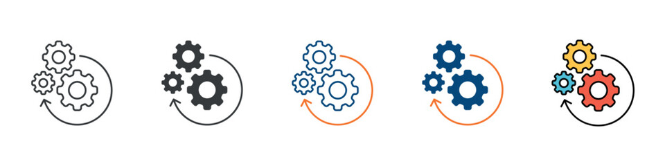 Process Icon Set Multiple Style Collection 
