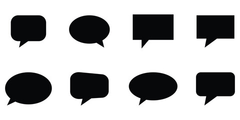 Black dark modern isolated chat-box symbol sets on white page. Comment box sign icons set on white background. Communication massage icons set. EPS 10.