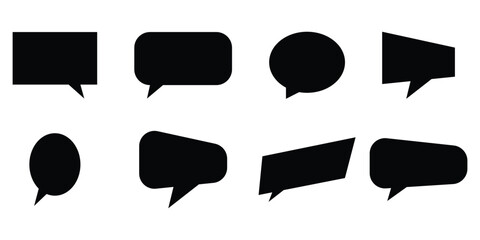 Black dark modern isolated chat-box symbol sets on white page. Comment box sign icons set on white background. Communication massage icons set. EPS 10.
