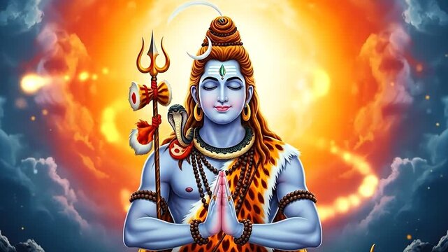 Vibrant Lord Shiva 3D wallpaper with colorful background, divine meditation