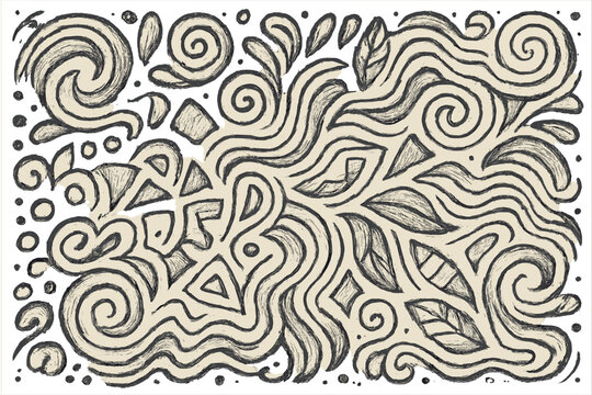 Abstract harmony doodle flowing waves dots illustration harmonious arranged shapes vector spirals