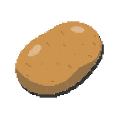 Brown raw potato vegetable pixel art on transparent background