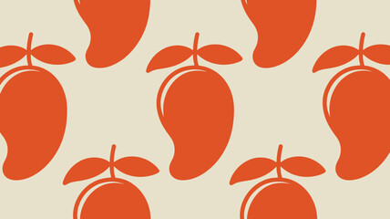 Vibrant orange mango pattern perfect for summer designs and tropical themes, evoking freshness and healthy eating, ideal for packaging and textiles