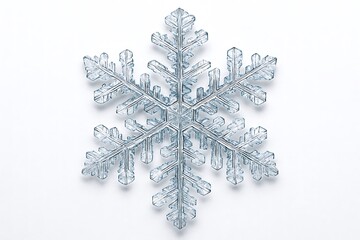 Snowflake Structure Macro Under Microscope &ndash; Intricate Winter Crystal Details on Clean White Background