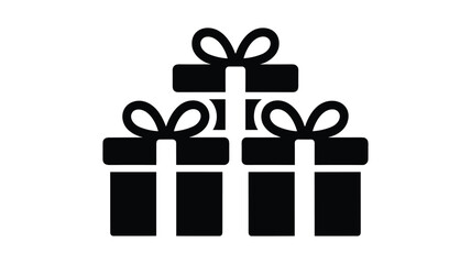 Stack of four wrapped gift boxes with bows icon