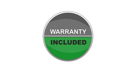 Warranty included badge isolated on transparent background for promotional use