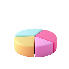 Colorful pie chart 3D model representing data visualization concept