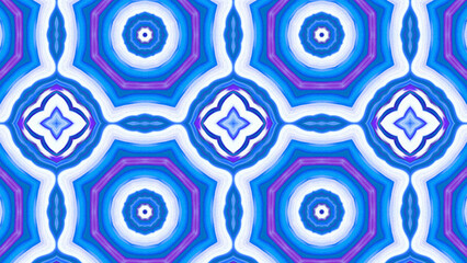 Seamless psychedelic kaleidoscope pattern with neon green, pink and orange mandala symmetry