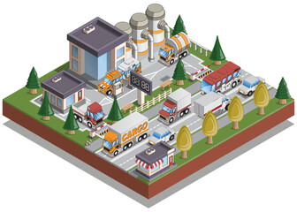 Gas station for cars. Isometric. Isolated on white background. Vector illustration.