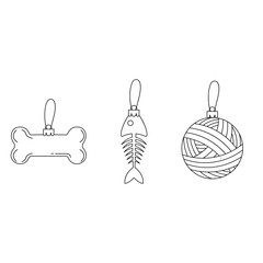 Cute Pet Christmas Ornaments Set with Bone Fish and Yarn Ball