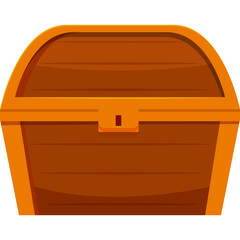 Wooden Treasure Chest Icon With Metal Clasp and Latch Isolated on Transparent Background Vector Graphic